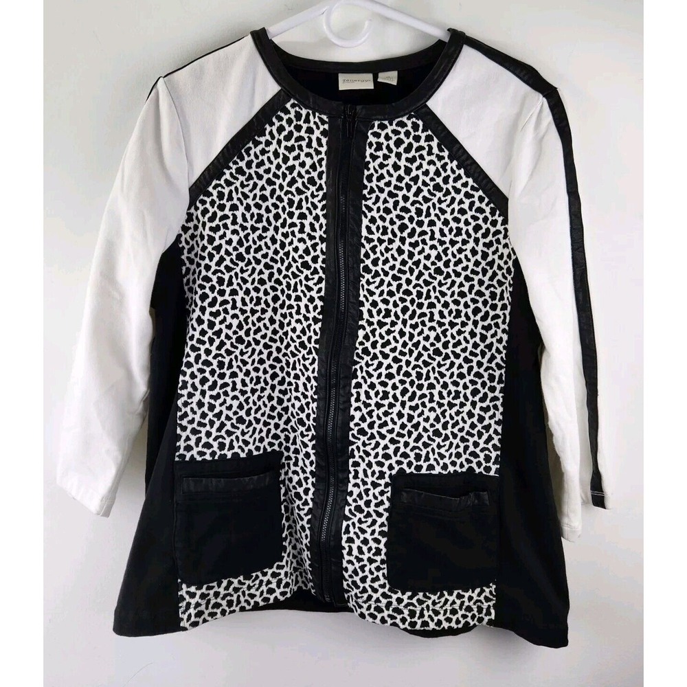 Chico's Zenergy Women's Animal Print Leopard Black/White Size 2 US XL 12-14